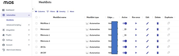 Scene listing web gui